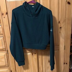 ALO Yoga Teal Ribbed Hoodie
